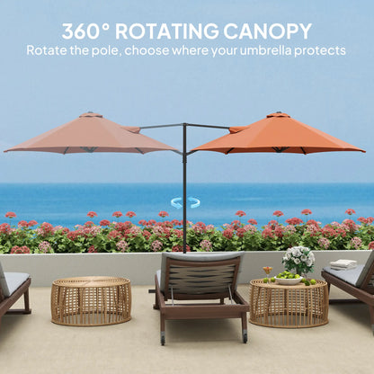 8.5FT Offset Patio Umbrella, 360° Rotation, Orange Offset Cantilever Umbrellas at Gallery Canada
