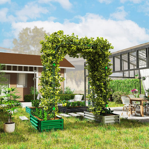 Arched Garden Trellis, 8 FT Tall Metal Plant Support with Netting