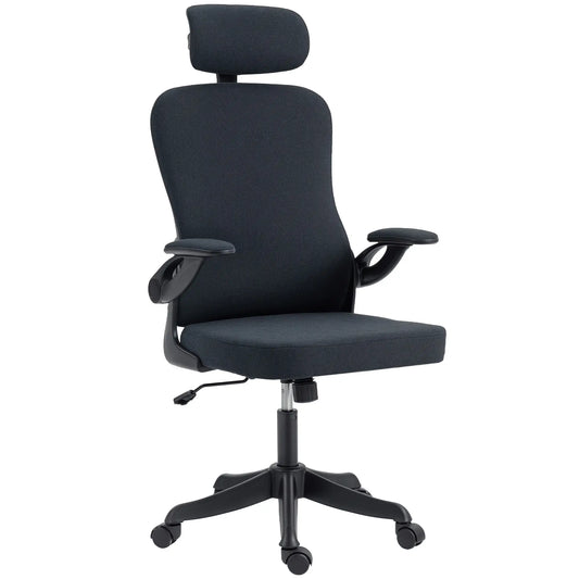 Ergonomic Office Chair, Adjustable Lumbar Support, Headrest, Flip-up Armrests, Black Task Chairs Black at Gallery Canada