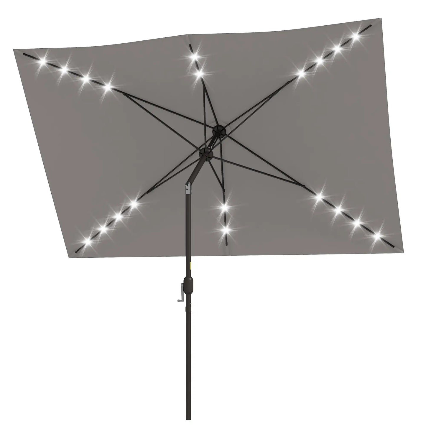 6.5x10ft Light Grey Tilt Aluminum Patio Umbrella, Solar Powered LEDs, Crank, Light Grey Sun Umbrellas at Gallery Canada