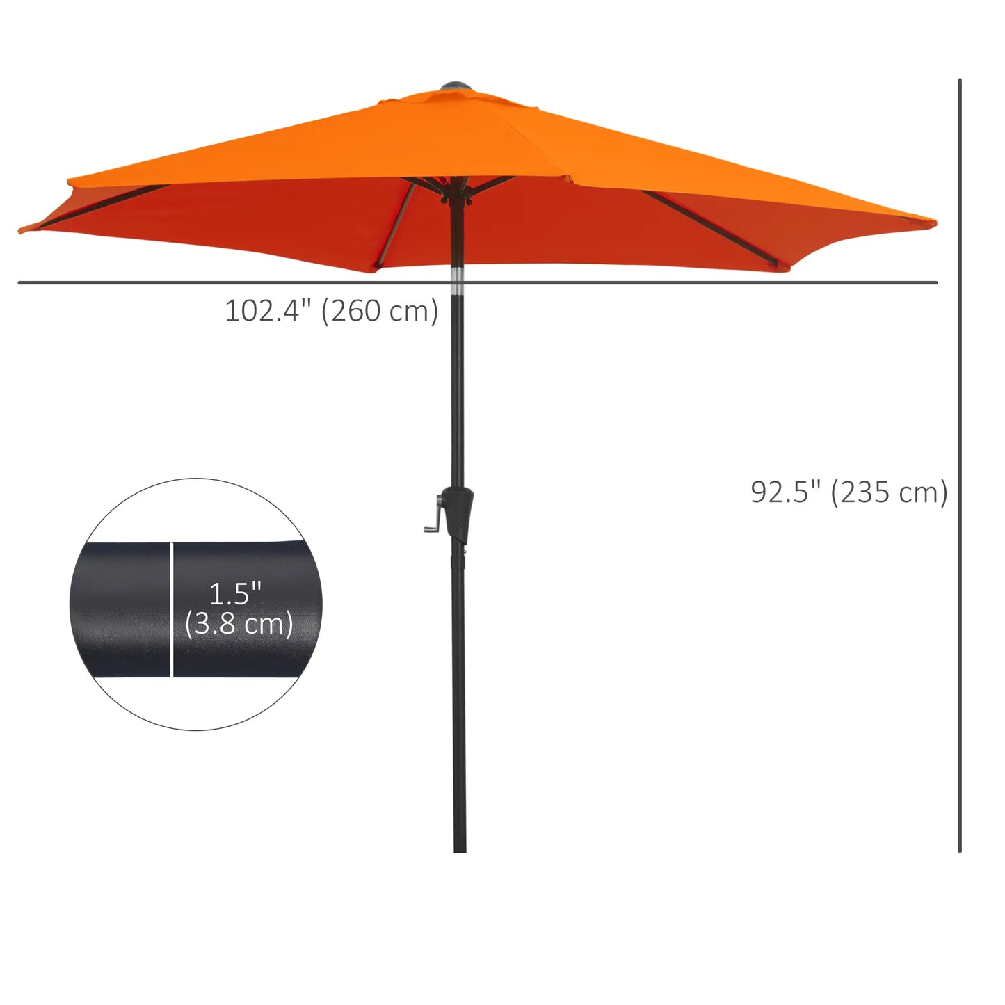 8.5' Round Aluminum Patio Umbrella, Tilt Canopy, Crank Handle, Blue Sun Umbrellas at Gallery Canada