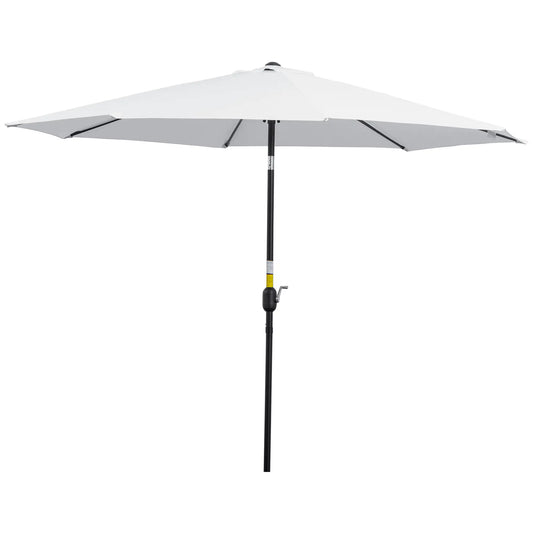 10' x 8' Round Patio Umbrella, Crank Handle, Tilt, White Sun Umbrellas White, Black at Gallery Canada