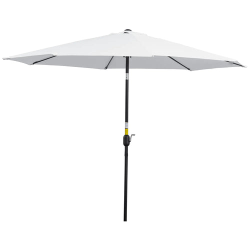 10' x 8' Round Patio Umbrella, Crank Handle, Tilt, White