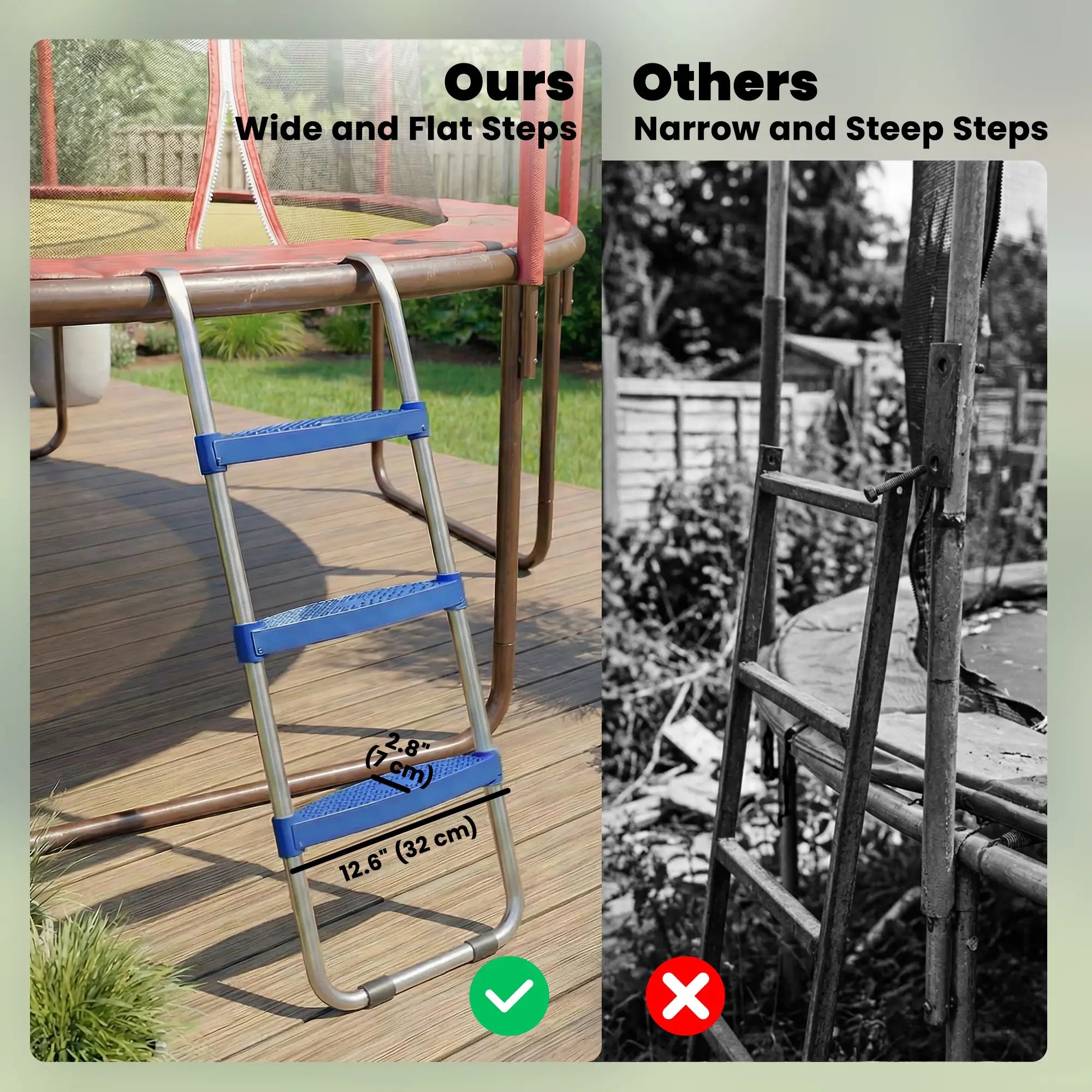 3-Step Trampoline Ladder, Galvanized Steel Frame, 330LBS Load Trampolines at Gallery Canada
