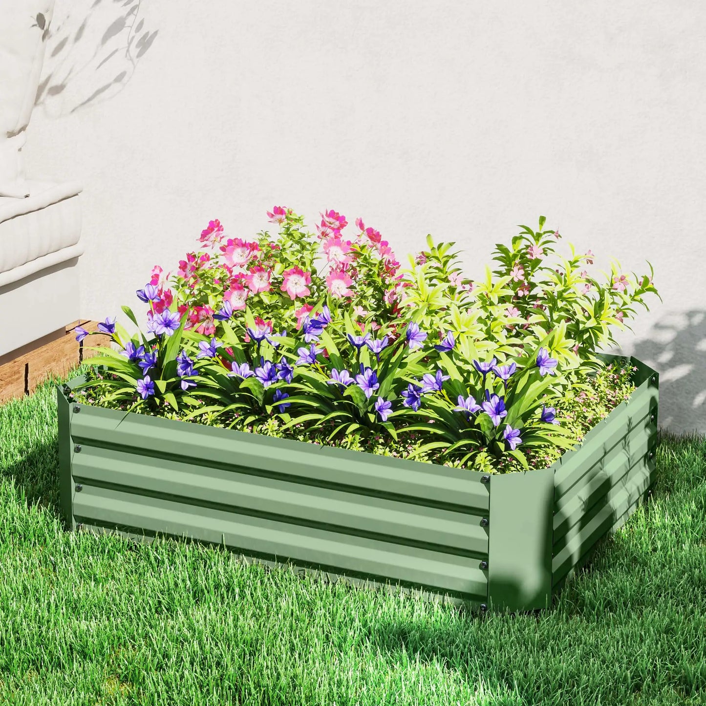 Galvanized Raised Garden Bed, 4' x 3' x 1', Metal Planter Box, Dark Green