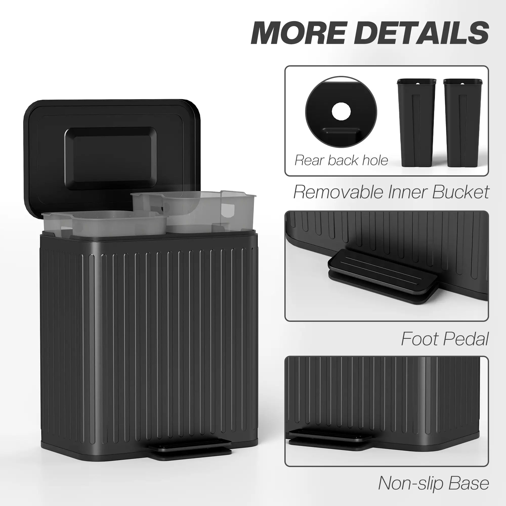 Trash Can, 2 x 5.3 Gallon, Soft Close Lid, Removable Inner Buckets Household Supplies at Gallery Canada