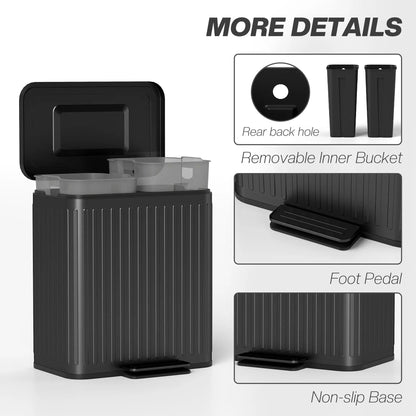 Trash Can, 2 x 5.3 Gallon, Soft Close Lid, Removable Inner Buckets Household Supplies at Gallery Canada