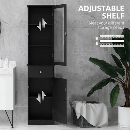 Tall Bathroom Cabinet, 2 Doors, Adjustable Shelves, Black Bathroom Cabinets at Gallery Canada