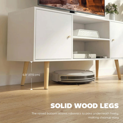 TV Stand for 55 Inches, Storage Shelves, Wood Legs, White TV Stands at Gallery Canada