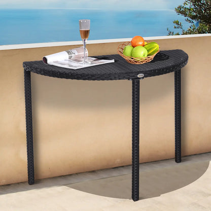 Half Round Side Table, PE Rattan Coffee Table, Black Patio Side Tables at Gallery Canada