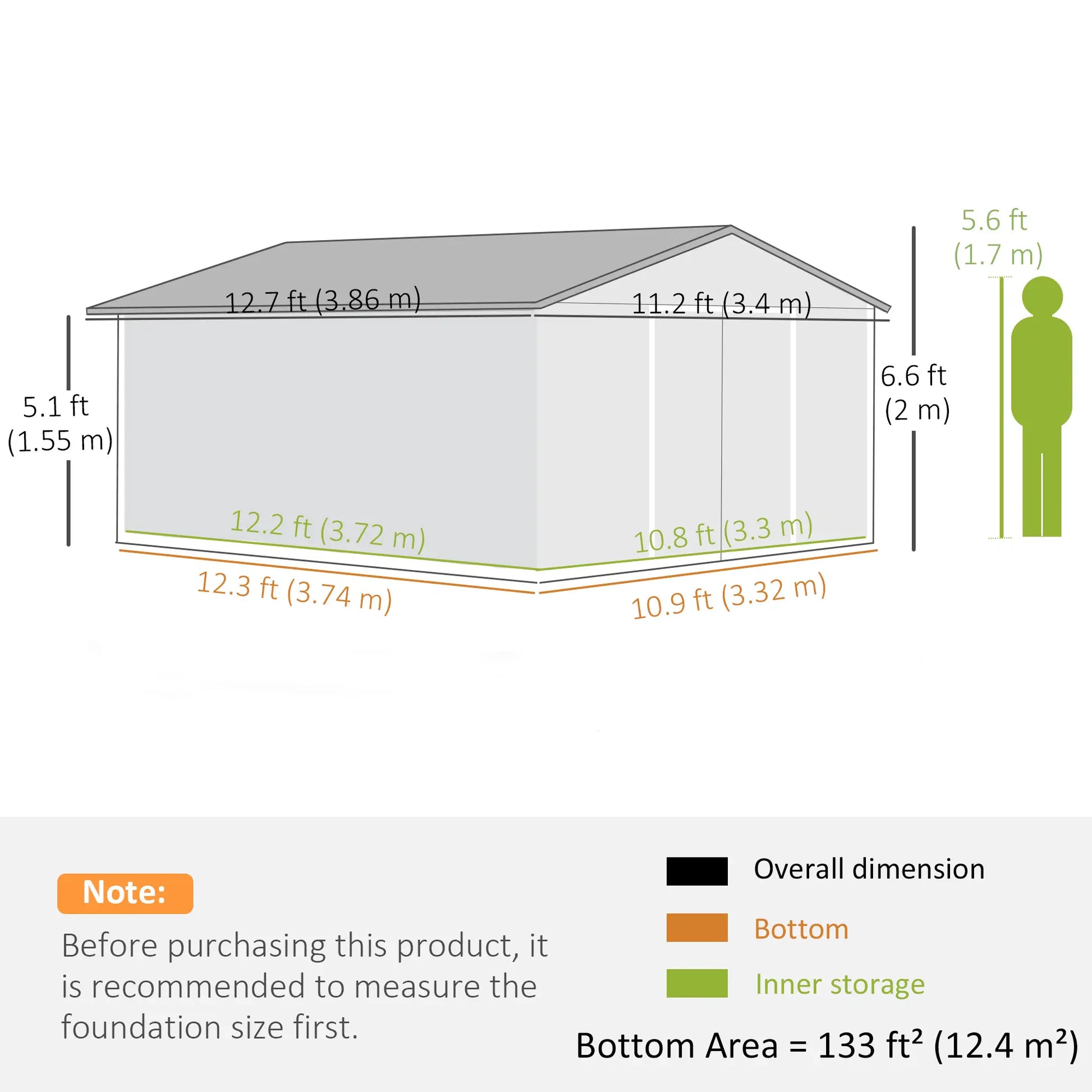 11' x 13' Garden Storage Shed, Double Sliding Door, 4 Ventilation Slots, Green Sheds at Gallery Canada