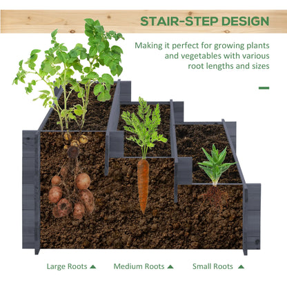 3-Tier Wood Raised Garden Bed, Elevated Planting Box, Gray Wooden Planter Boxes at Gallery Canada