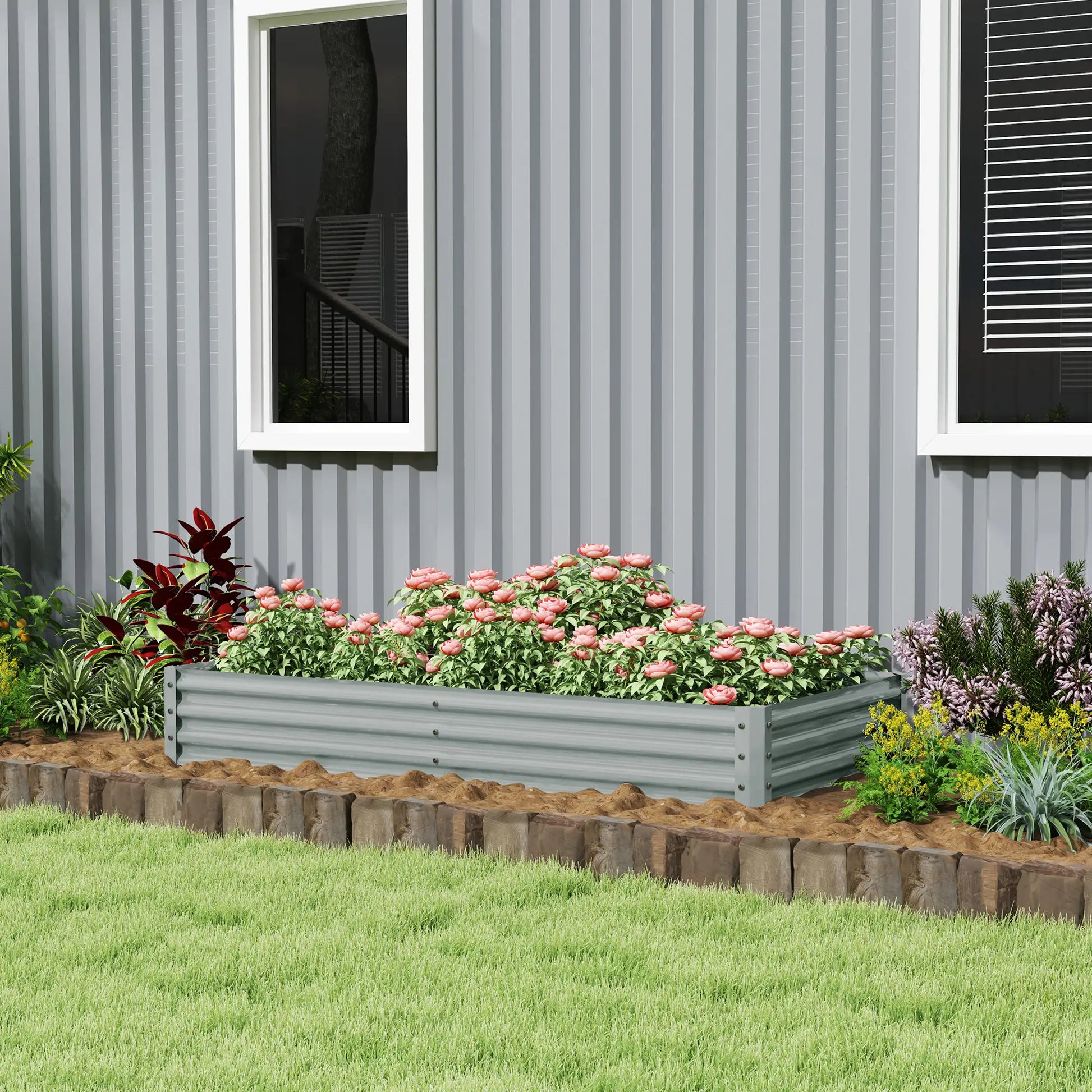 6 x 3 x 1ft Galvanized Raised Garden Bed, Outdoor Planter Box, Silver Raised Garden Beds at Gallery Canada