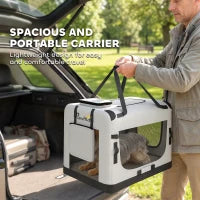 Soft-Sided Pet Carrier Bag for Small Dogs, Light Grey