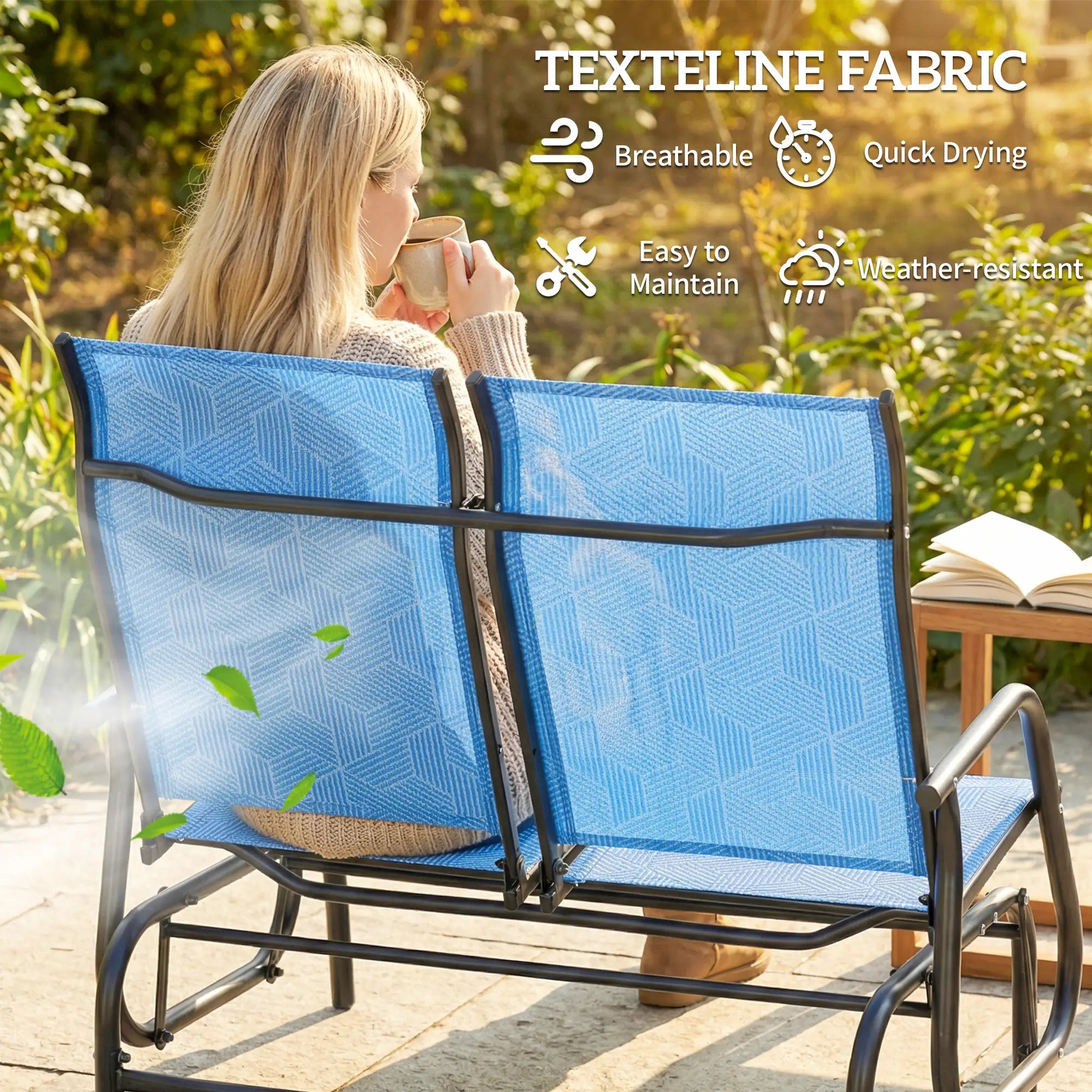 Outdoor Glider Bench, 2 Person Patio Glider, Blue Outdoor Gliders at Gallery Canada