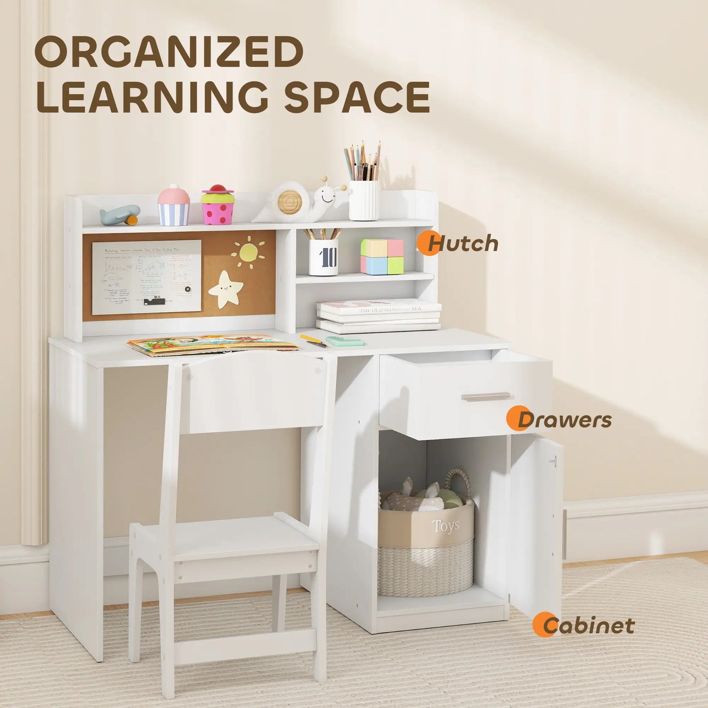 Kids Desk and Chair Set with Storage Hutch, Drawer, Cabinet Kids Desk Sets at Gallery Canada
