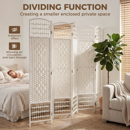 6 Panel Folding Room Divider, Portable Privacy Screen, White Room Dividers at Gallery Canada
