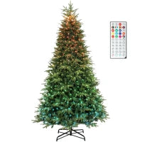 Sapin de Noël de 9 pieds, Frasier Grande Fir, conception à charnières, LEDs, télécommande, minuterie