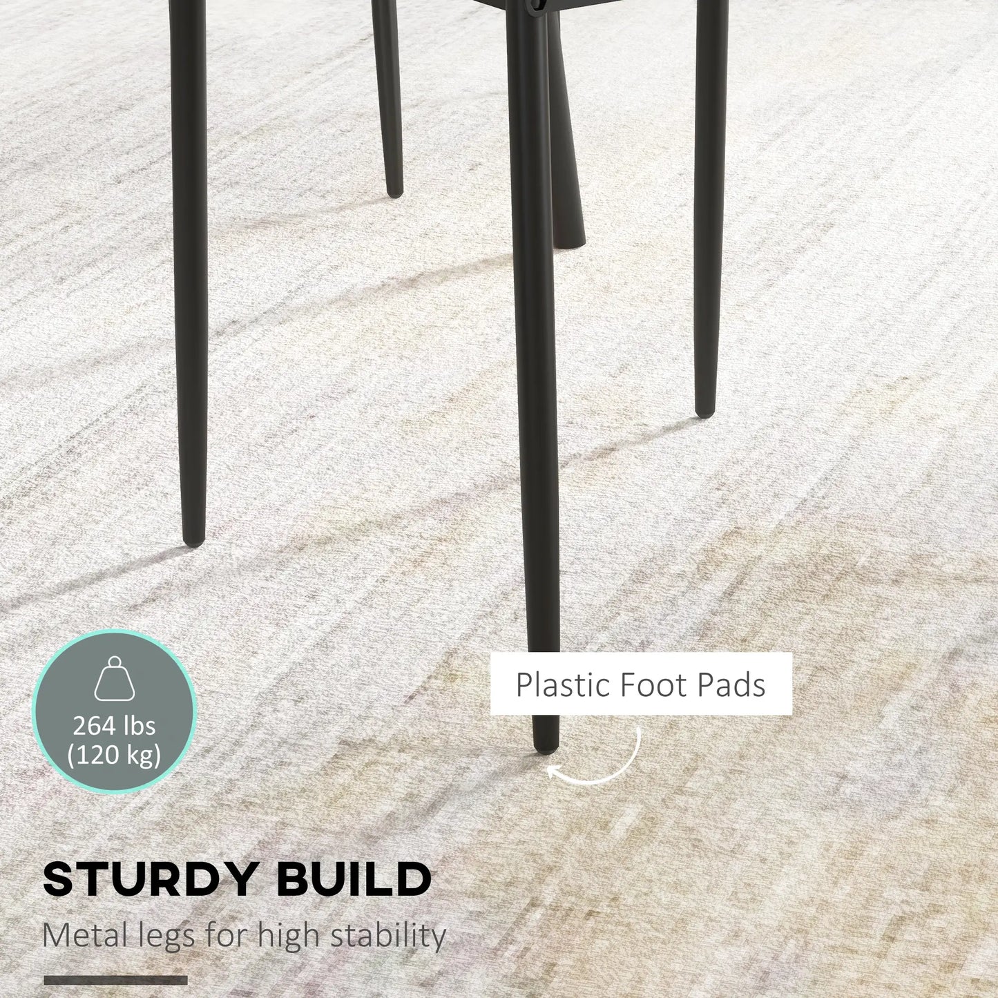 Modern Dining Chairs Set of 4, Upholstered Seat, Steel Legs, Grey Bar Stools at Gallery Canada