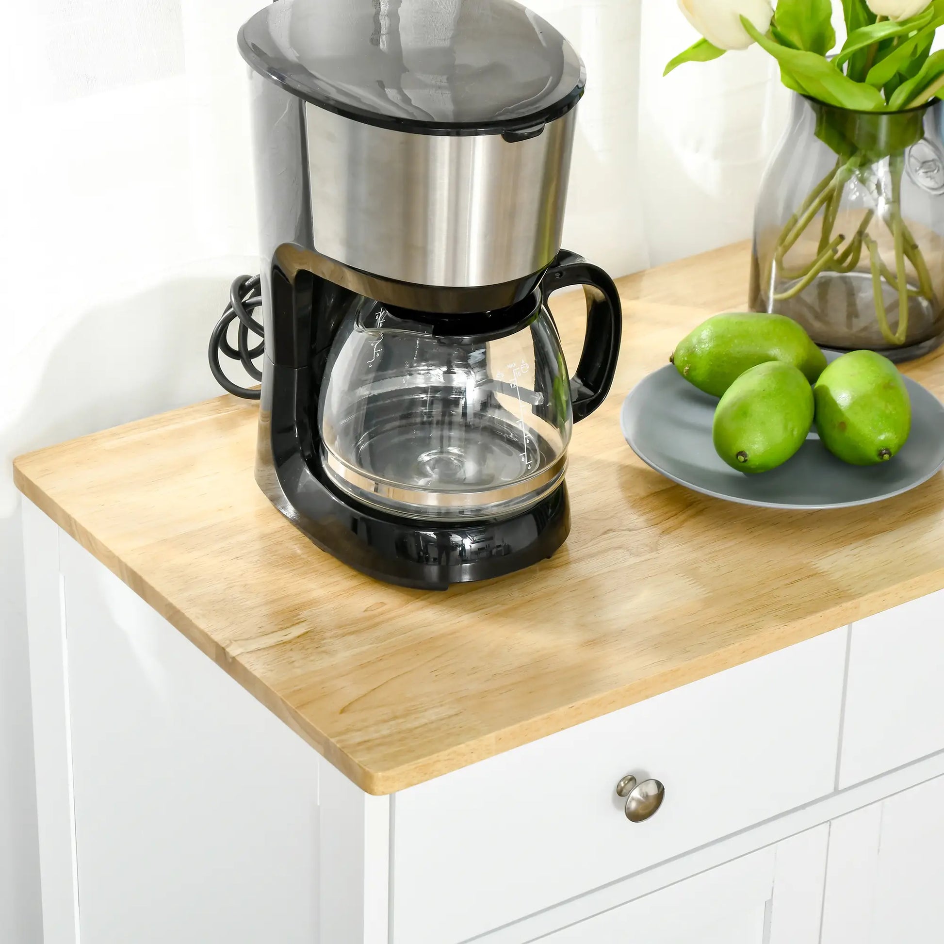 Sideboard Buffet Cabinet, 27" Kitchen Storage, Adjustable Shelf, White Storage Cabinets at Gallery Canada