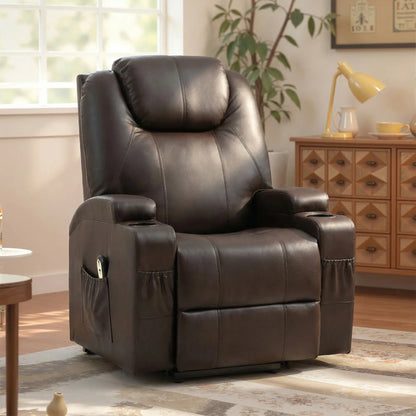 Power Lift Recliner Chair for Elderly, PU Leather, Brown Electric Power Lift Chairs at Gallery Canada