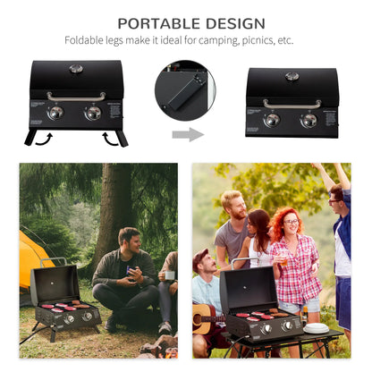 2 Burner Propane Gas Grill, Portable Tabletop BBQ, Black Propane Gas Grills at Gallery Canada