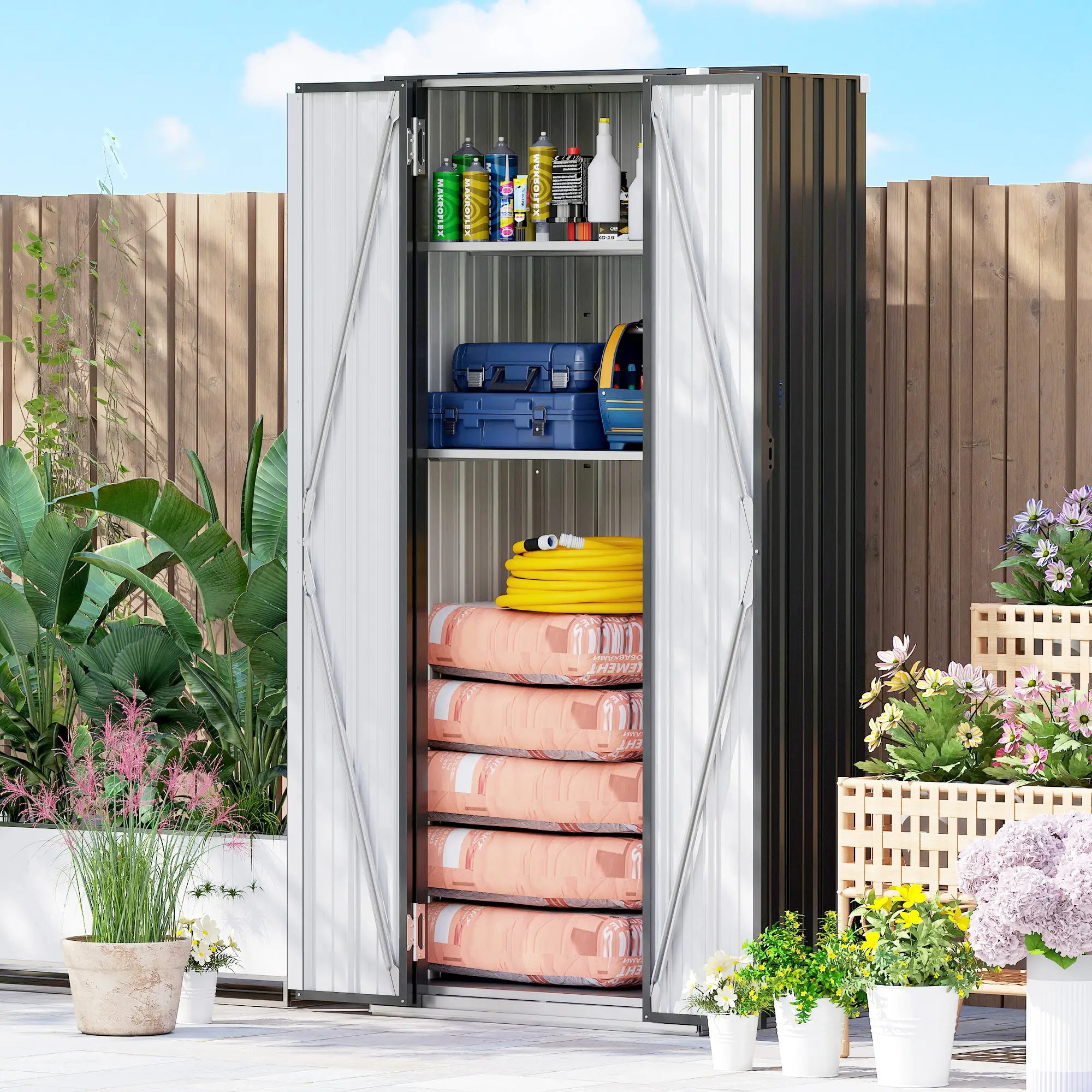 Outdoor Storage Shed, Adjustable Shelves, Metal Garden Shed, Double Doors Sheds at Gallery Canada