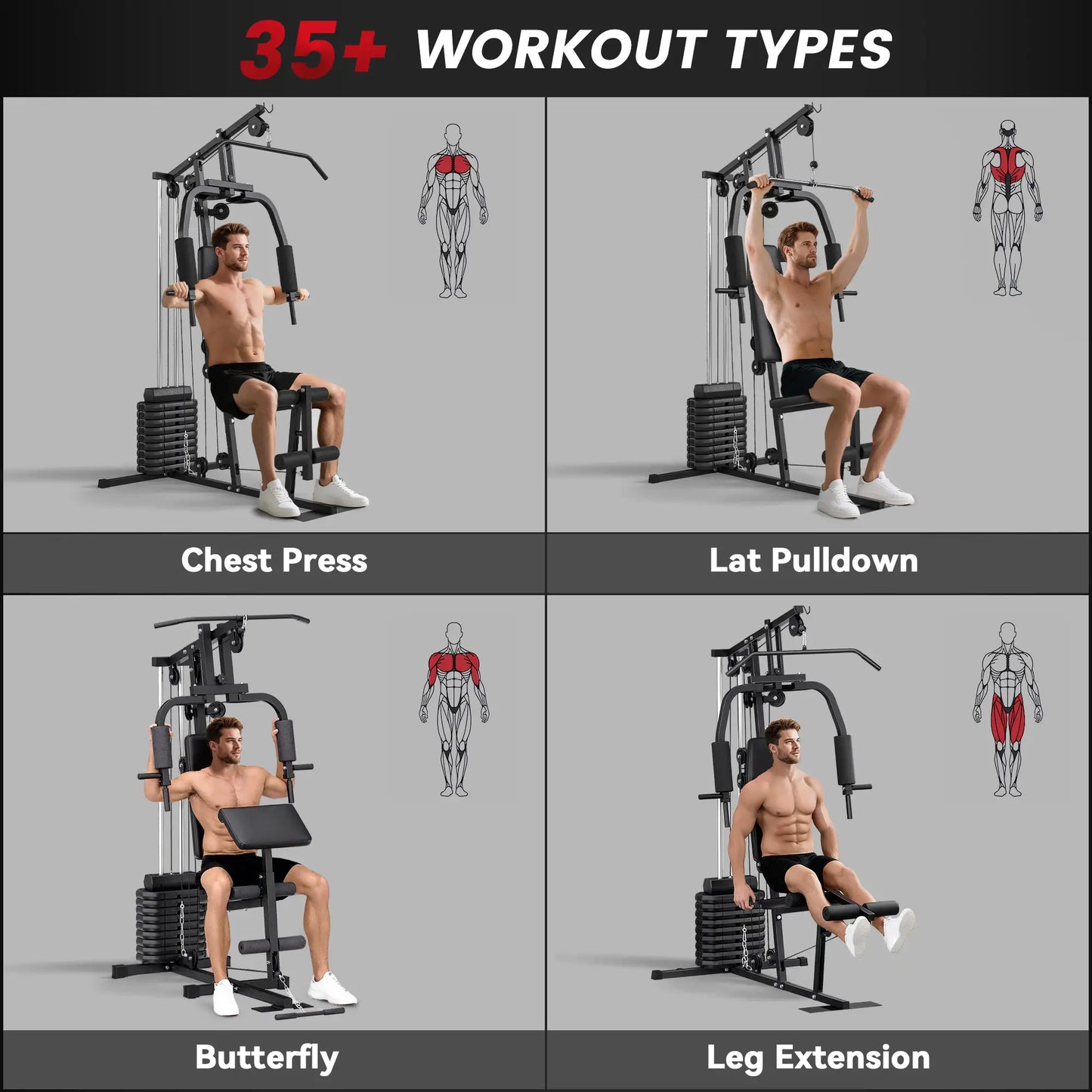 Multifunction Home Gym, 99lbs Weight Stack, Full Body Workout Power Towers at Gallery Canada