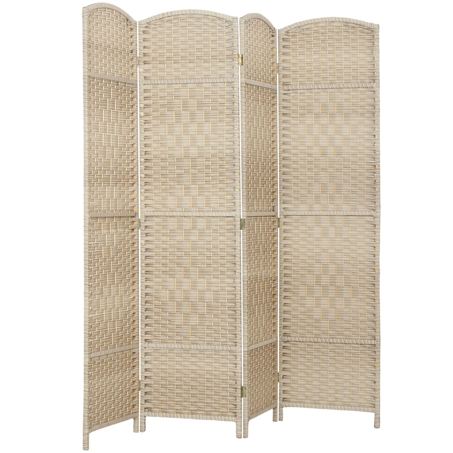 6 Ft Tall Folding Room Divider, 4 Panel Privacy Screen, Light Oak