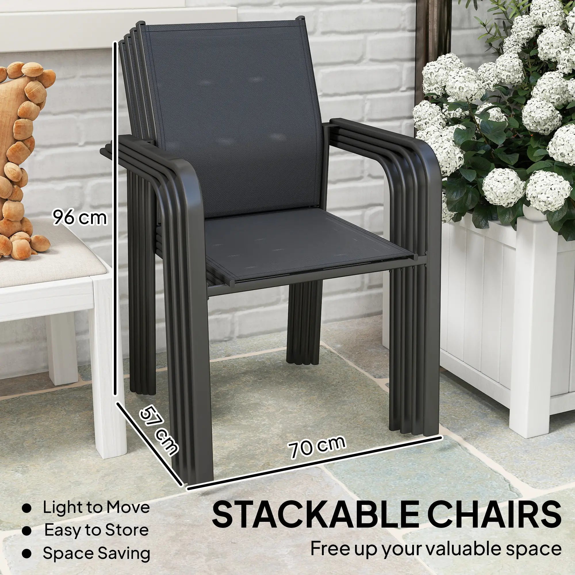 Stackable Patio Chairs Set of 4, 20
