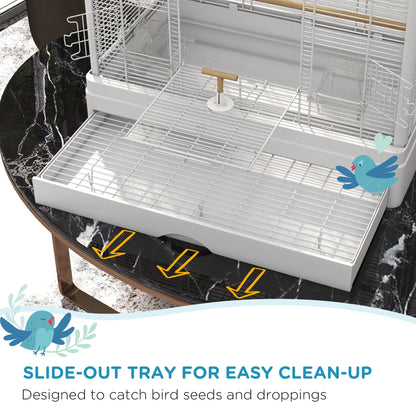 22" Bird Cage for Budgies, Finches, Canaries, Wooden Stand, White Bird Cages at Gallery Canada