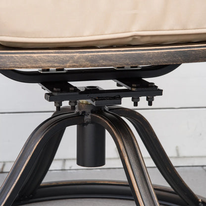2 Patio Swivel Chairs with Cushion, Aluminum Frame, 3" Thick, Bronze Bistro Sets at Gallery Canada
