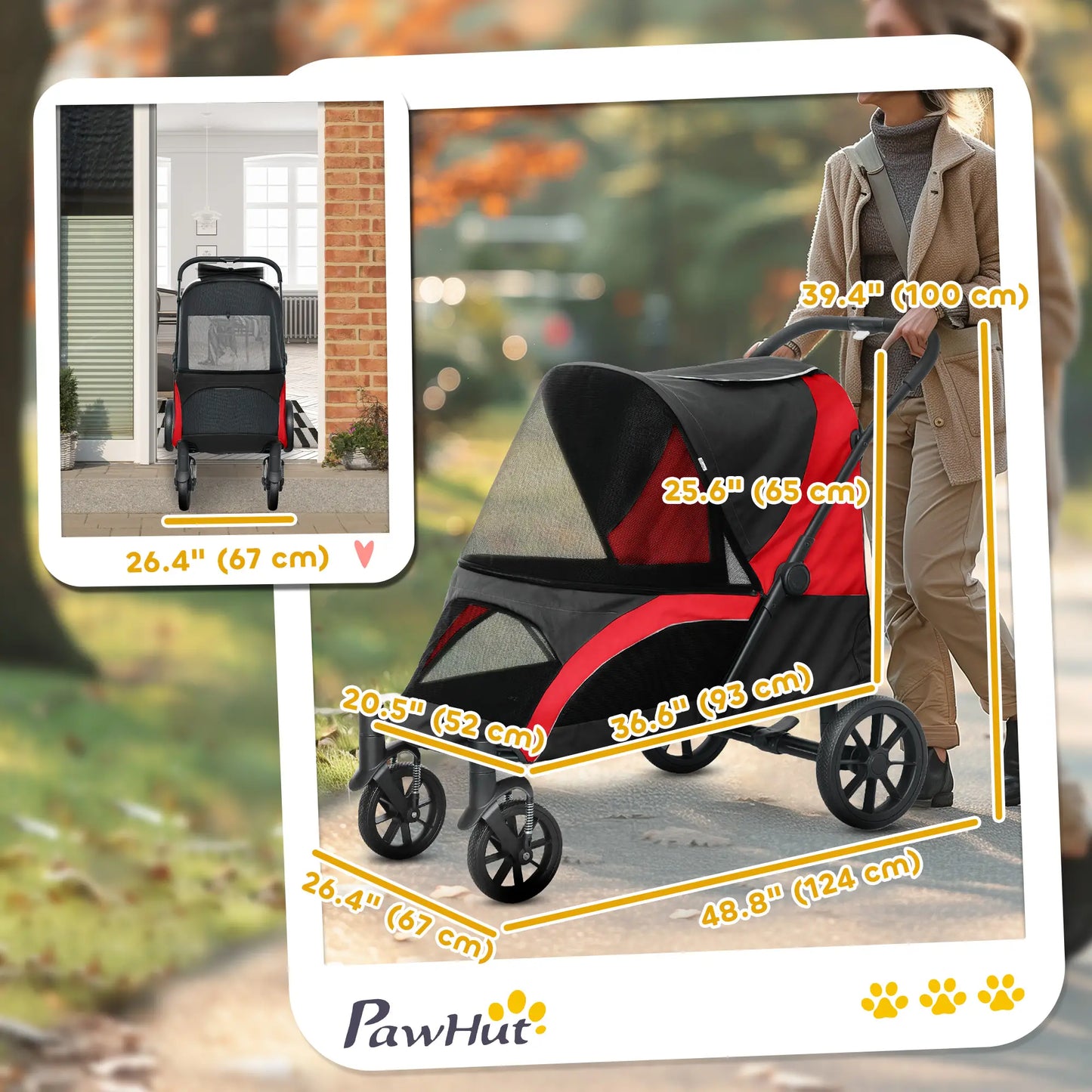 Foldable Pet Stroller, Large Dogs, Four Big Wheels, Black Dog Bike Trailers & Strollers at Gallery Canada
