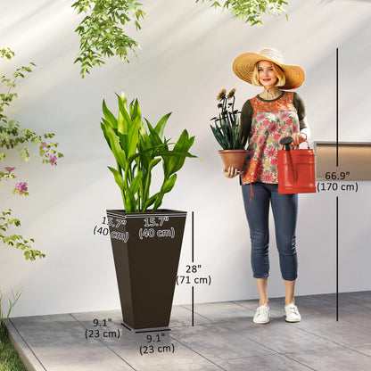 28" Pots de Plantes en Plastique pour Jardin, Lot de 3, Marron