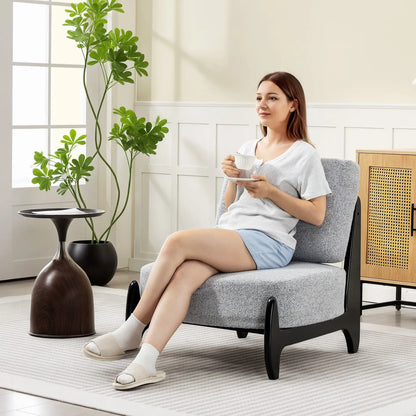 Accent Chair, Rubber Wood Frame, Wide Seat, Modern Chenille, Thick Cushion, Grey Accent Chairs at Gallery Canada