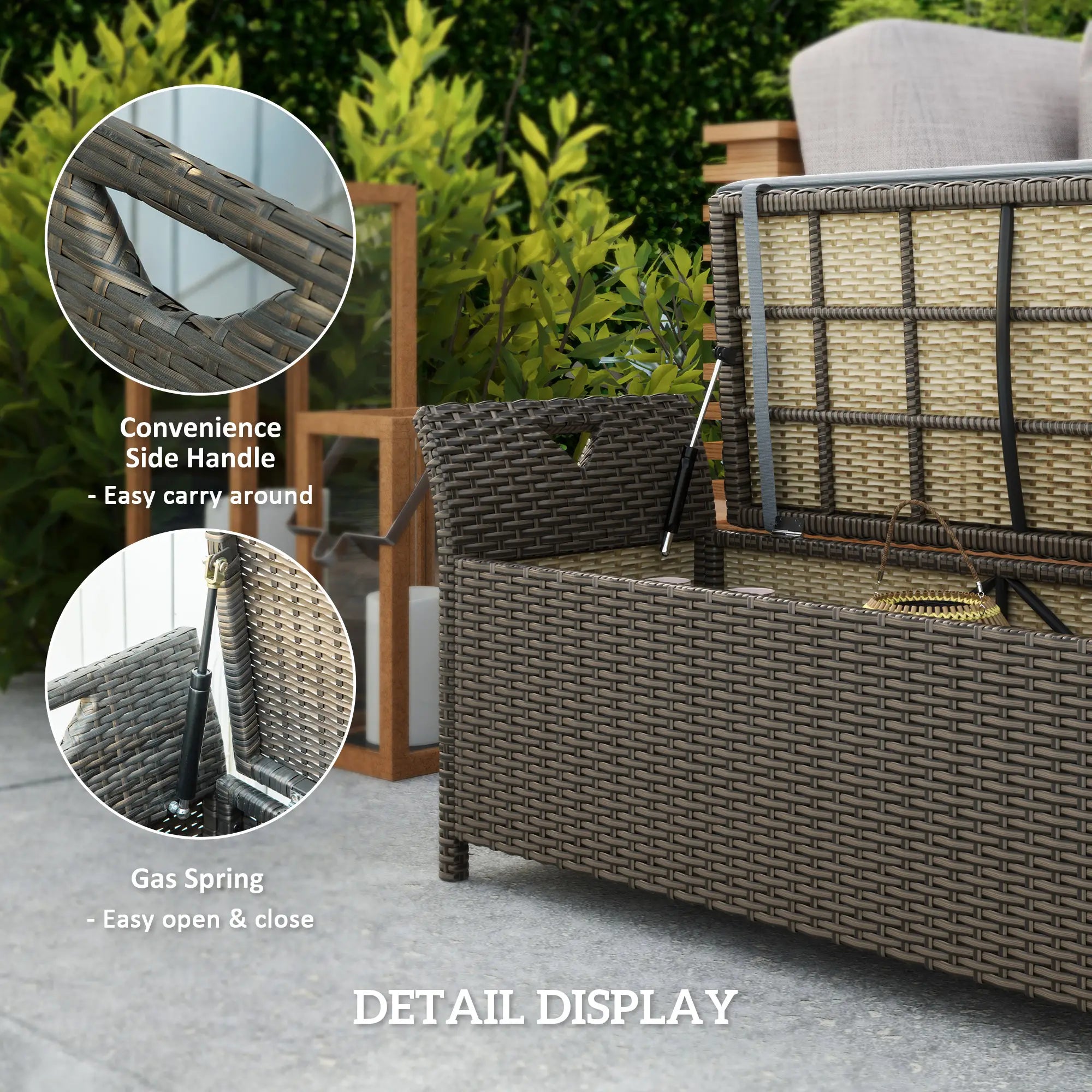 2-In-1 Outdoor Rattan Storage Bench, 29 Gallon, Dark Grey Patio Storage Boxes at Gallery Canada