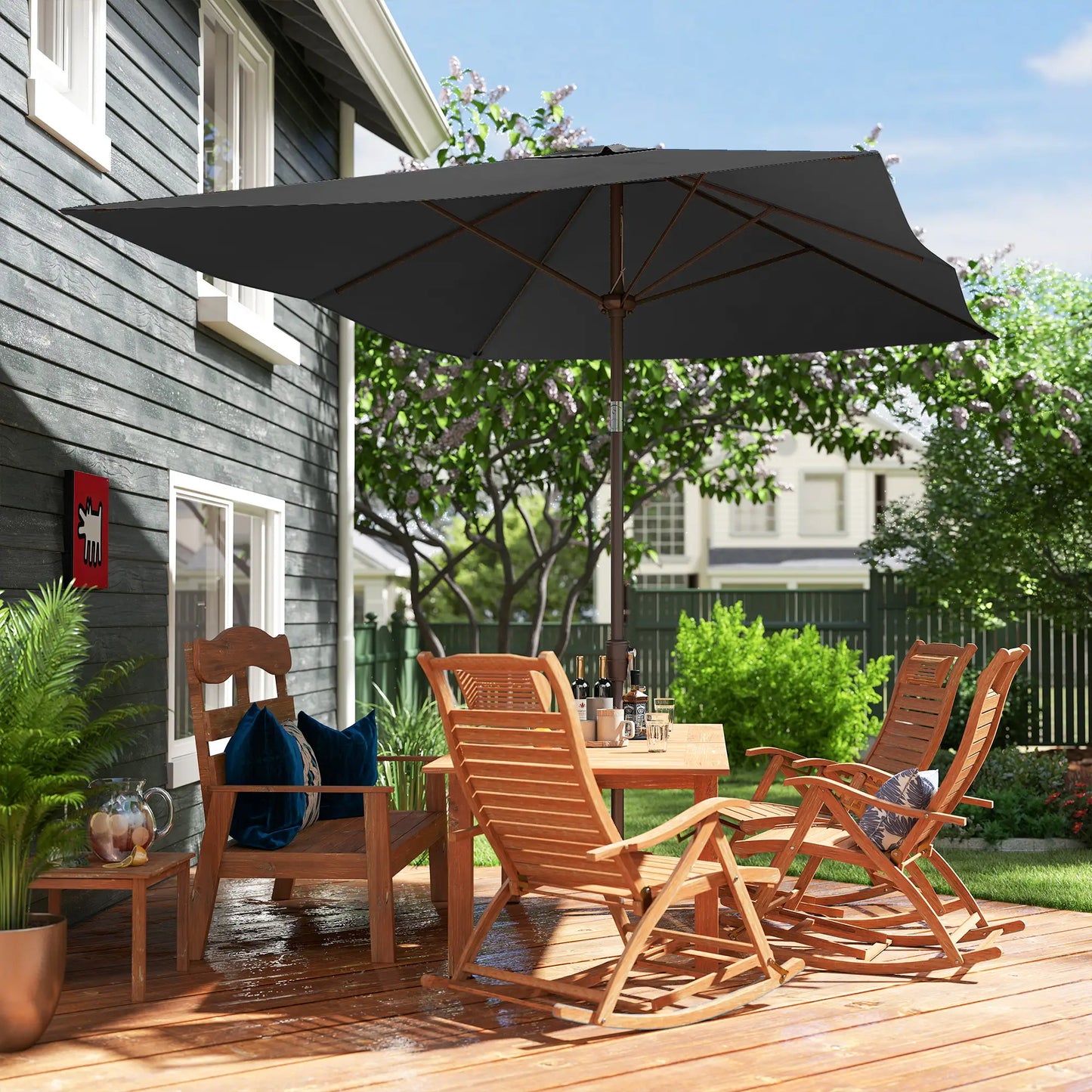6.5x10ft Rectangle Patio Umbrella, Black Sun Umbrellas at Gallery Canada