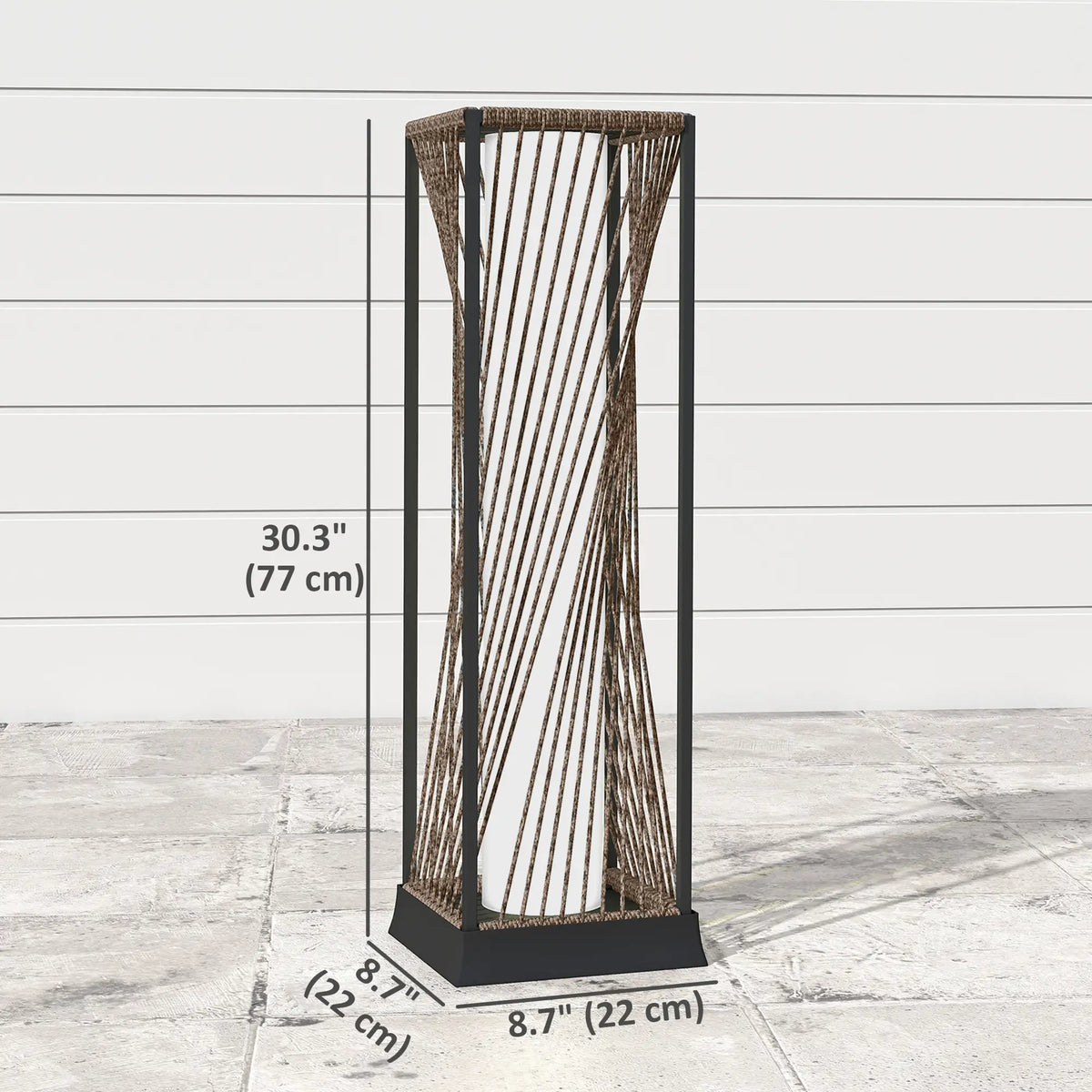 Rattan Solar Floor Lamp, IP44, LED Auto On/Off, Brown Solar Post Lamps at Gallery Canada