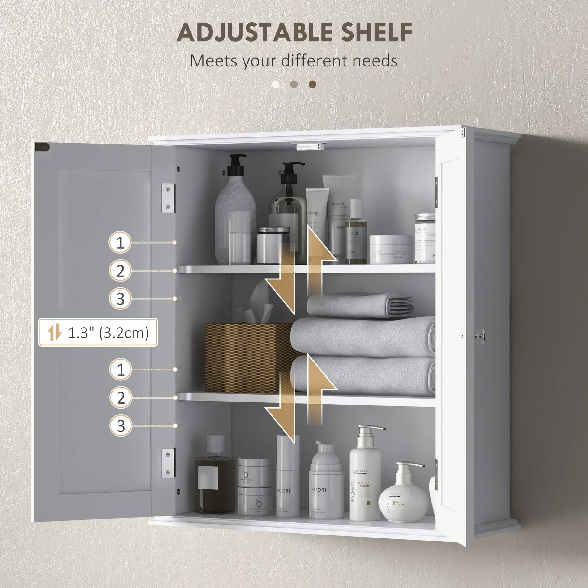 Bathroom Medicine Cabinet, Wall Cabinet with 2 Doors and Adjustable Shelf, Space Saver Over Toilet Cabinet Wall Mounted Cabinets at Gallery Canada