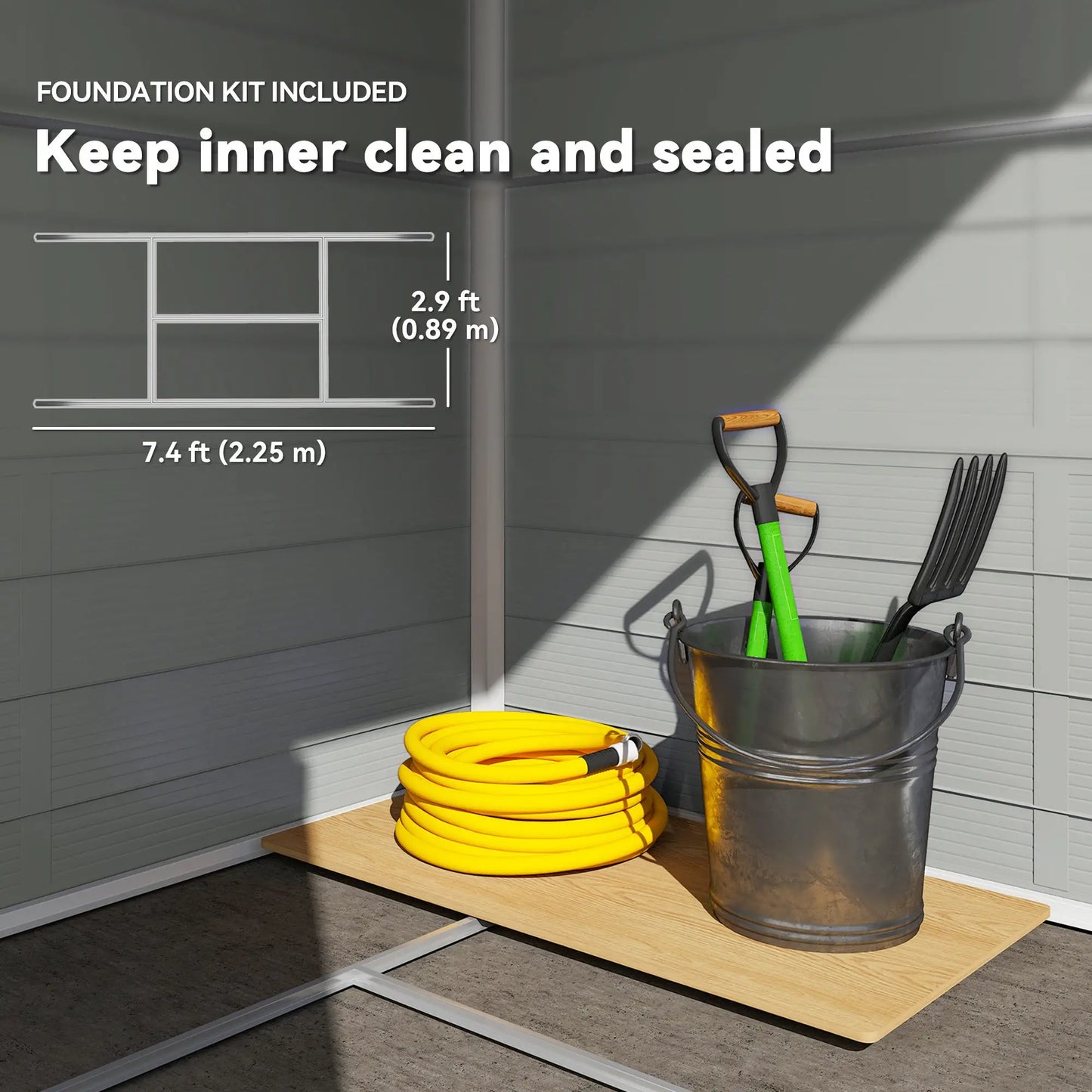 8' x 6' Plastic Garden Storage Shed, Light Grey Sheds at Gallery Canada