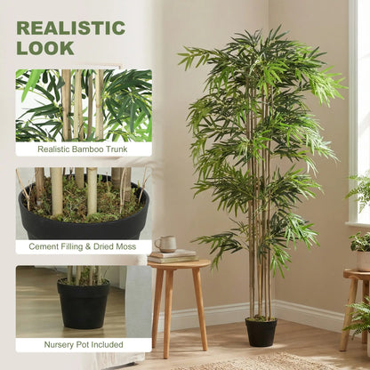 6FT Artificial Bamboo Tree Set Of 2, 1530 Leaves, Green Artificial Trees at Gallery Canada