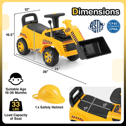 Excavator Digger Toy, Adjustable Bucket, Yellow Push & Pedal Ride On Toys at Gallery Canada