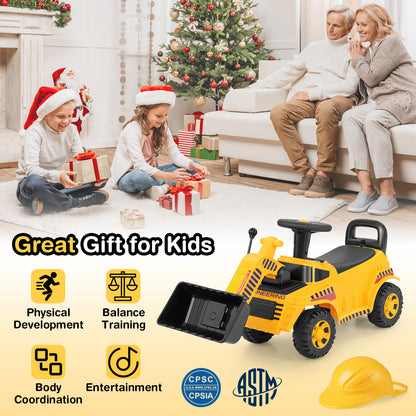 Excavator Digger Toy, Adjustable Bucket, Yellow Push & Pedal Ride On Toys at Gallery Canada