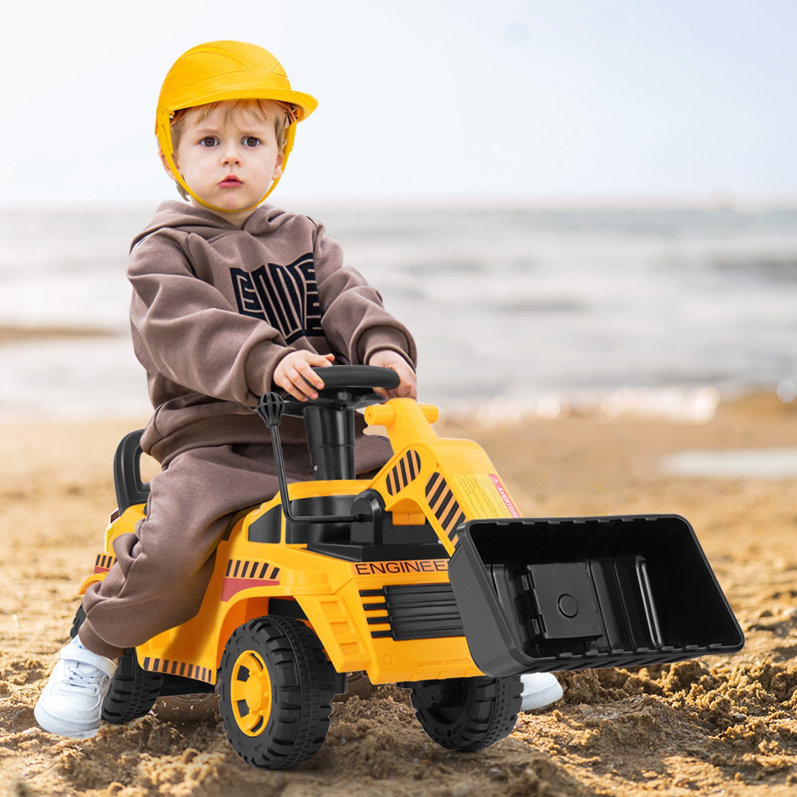 Excavator Digger Toy, Adjustable Bucket, Yellow Push & Pedal Ride On Toys at Gallery Canada