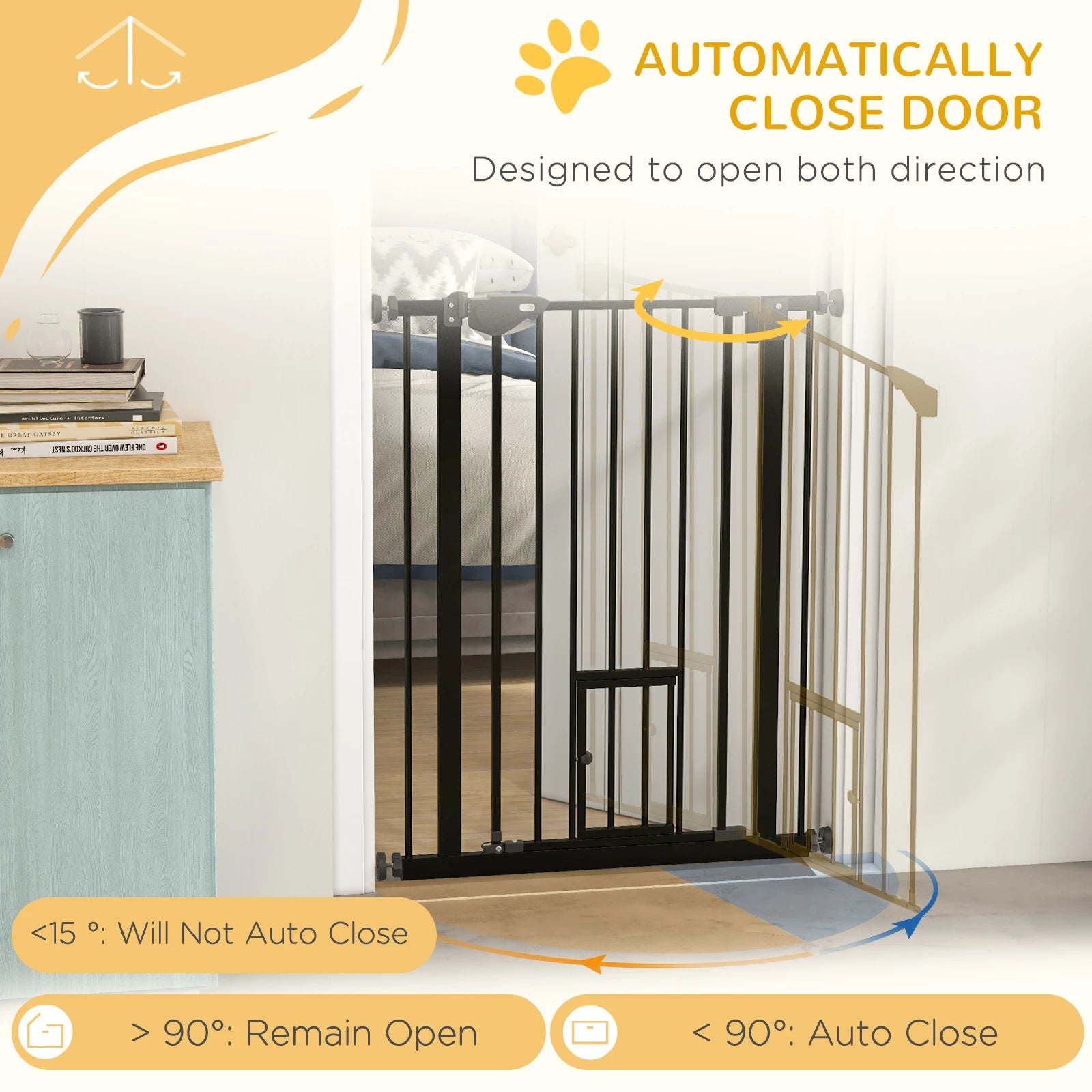 36" Indoor Dog Gate for Doorways, House, Stairs, Black Houses, Kennels & Pens at Gallery Canada
