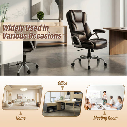 Executive Office Chair Leather Ergonomic Computer Desk Chair with Padded Seat and Armrests, Brown Executive Chairs at Gallery Canada