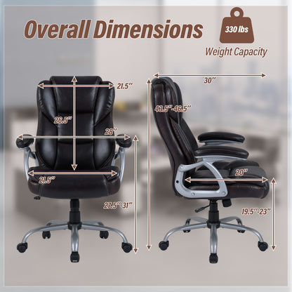 Executive Office Chair Leather Ergonomic Computer Desk Chair with Padded Seat and Armrests, Brown Executive Chairs at Gallery Canada