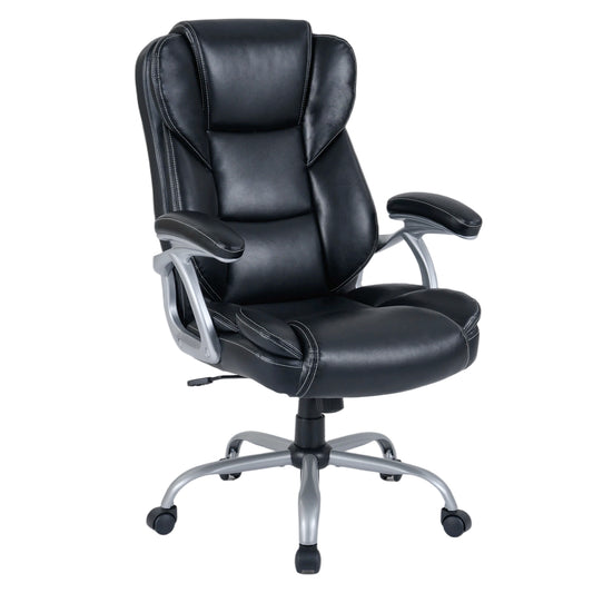 Executive Office Chair Leather Ergonomic Computer Desk Chair with Padded Seat and Armrests, Black Executive Chairs Black at Gallery Canada
