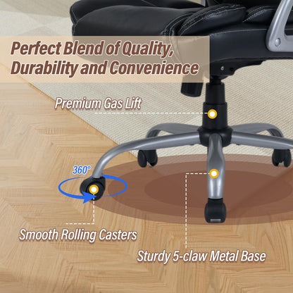 Executive Office Chair Leather Ergonomic Computer Desk Chair with Padded Seat and Armrests, Black Executive Chairs at Gallery Canada