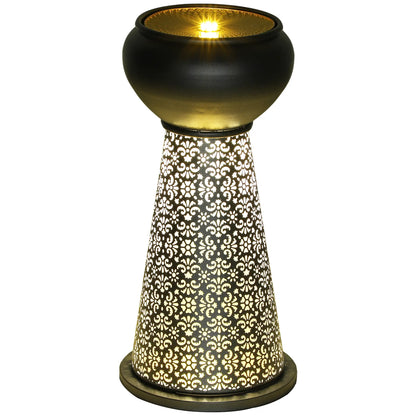 28" Tall Outdoor Water Fountain with LED Lights, Adjustable Flow, Dark Grey, Yellow Water Fountains at Gallery Canada